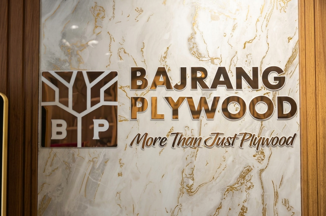 Bajrang Plywood showroom signage — More Than Just Plywood, Lucknow